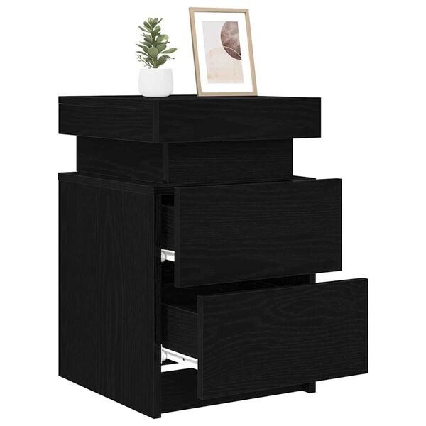 vidaXL Κομοδίνο Μαύρη δρυς 35 x 39 x 55 εκ. Επεξεργασμένο ξύλο