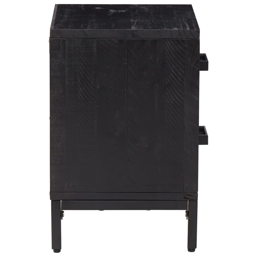 vidaXL Κομοδίνο Μαύρο 36 x 30 x 45 εκ. από Μασίφ Ξύλο Πεύκου