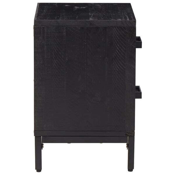 vidaXL Κομοδίνο Μαύρο 36 x 30 x 45 εκ. από Μασίφ Ξύλο Πεύκου
