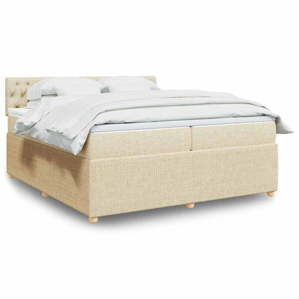 vidaXL &Kappa;&rho;&epsilon;&beta;ά&tau;&iota; Boxspring &mu;&epsilon; &Sigma;&tau;&rho;ώ&mu;&alpha; &Kappa;&rho;&epsilon;&mu; 200x200 &epsilon;&kappa;. &Upsilon;&phi;&alpha;&sigma;&mu;ά&tau;&iota;&nu;&omicron;