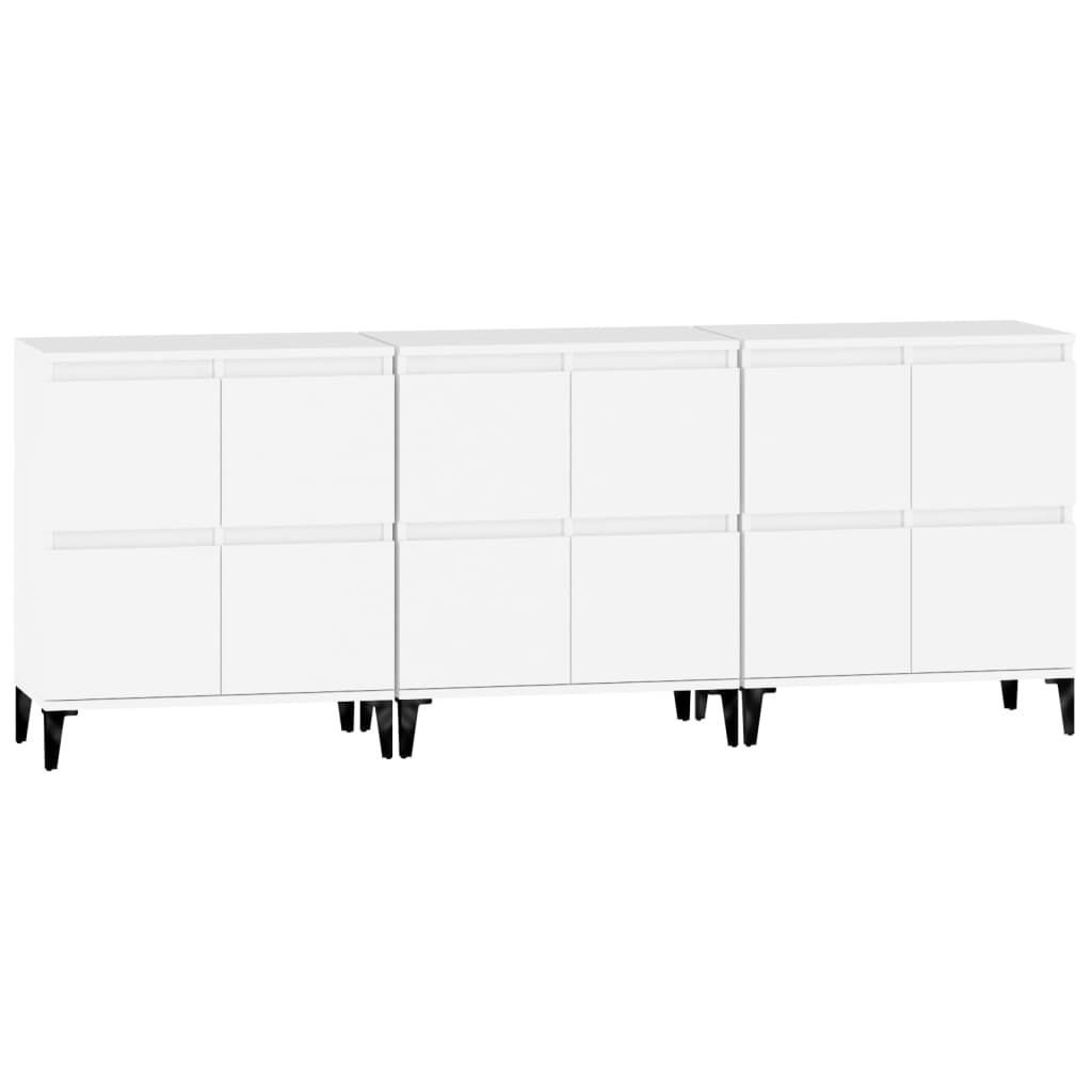 vidaXL Ντουλάπια 3 τεμ. Λευκό 60x35x70 εκ. Επεξεργασμένο Ξύλο