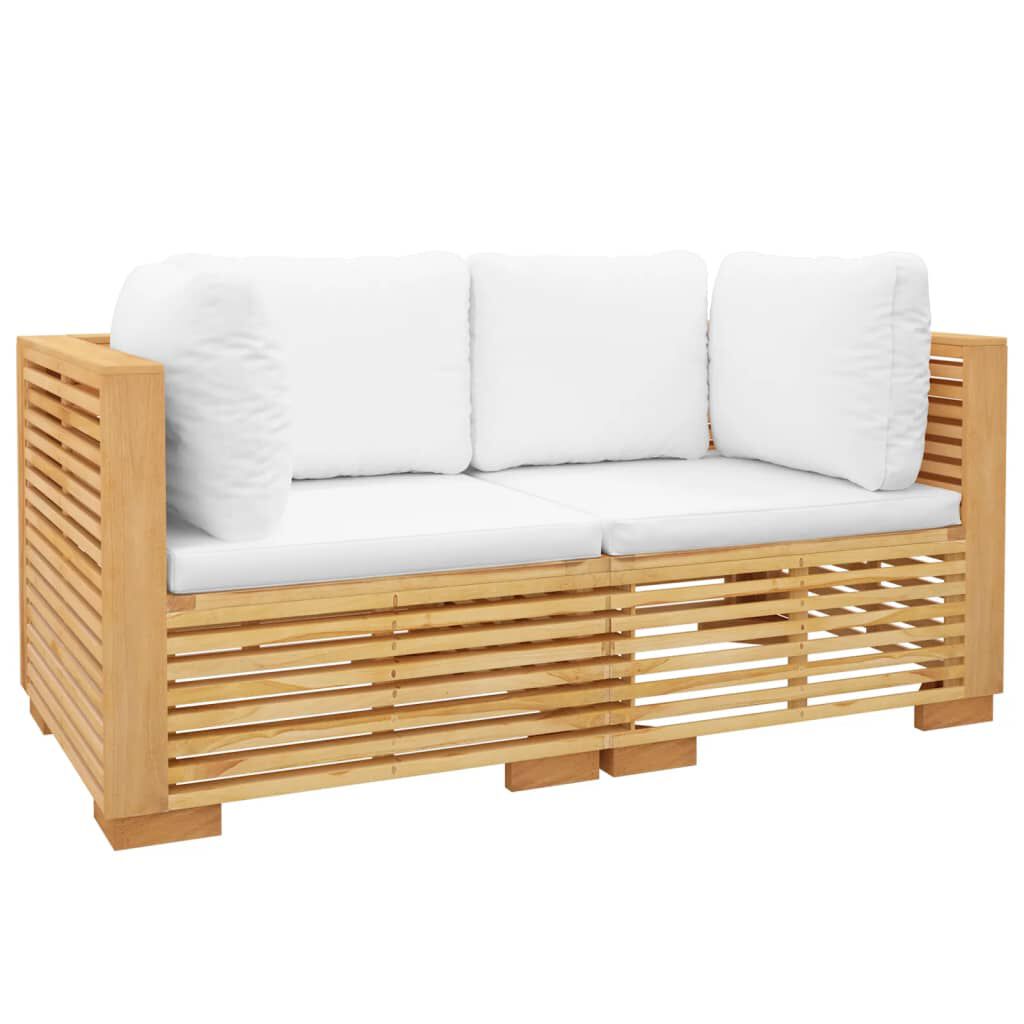 vidaXL Καναπέδες Κήπου Γωνιακοί 2 τεμ. Μασίφ Ξύλο Teak με Μαξιλάρια
