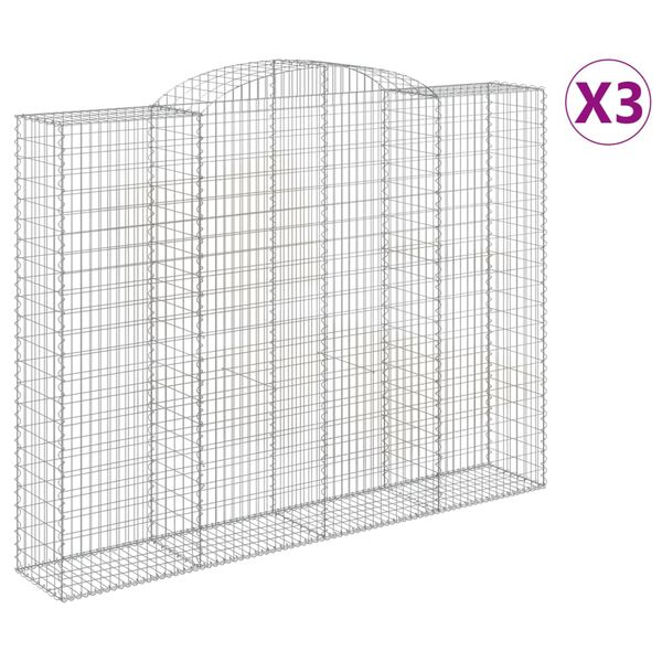 vidaXL Συρματοκιβώτια Τοξωτά 3 τεμ. 300x50x220/240 εκ. Γαλβαν. Ατσάλι