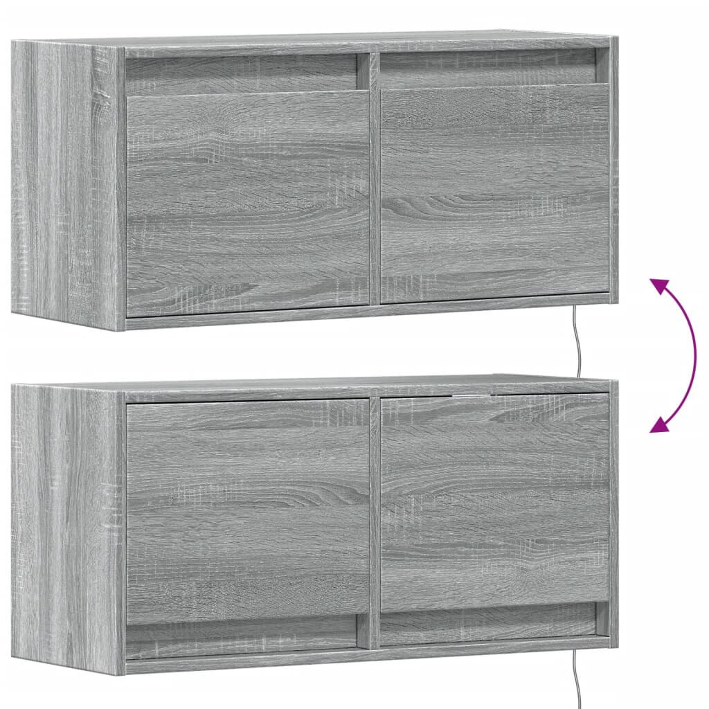 vidaXL Έπιπλο Τοίχου Τηλεόρασης με LED Γκρι Sonoma 80x31x38 εκ.
