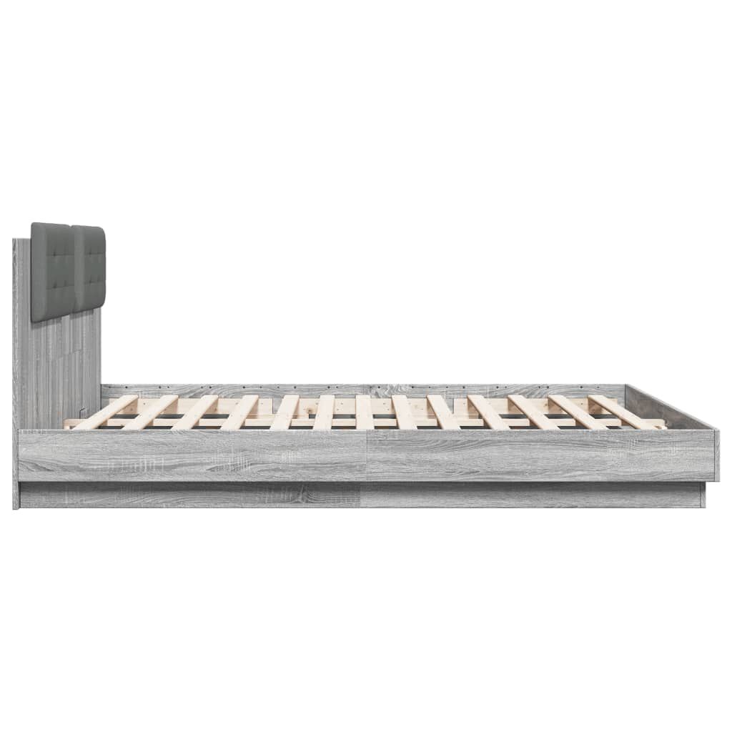 vidaXL Πλαίσιο Κρεβατιού με Κεφαλάρι και LED Γκρι sonoma 160 x 200 εκ.