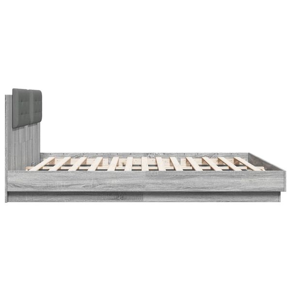 vidaXL Πλαίσιο Κρεβατιού με Κεφαλάρι και LED Γκρι sonoma 160 x 200 εκ.