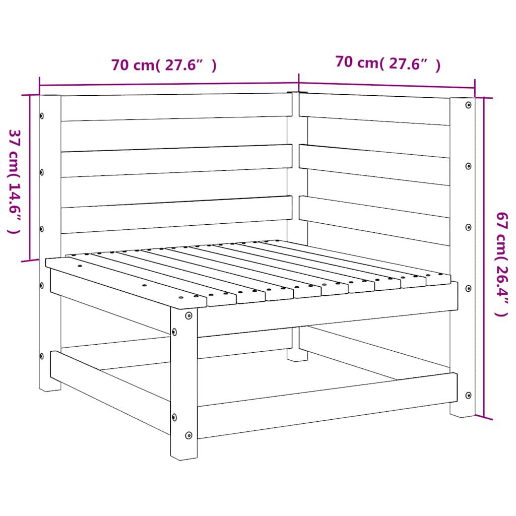 vidaXL Καναπέδες Κήπου Γωνιακοί 2 Τεμ. 70x70x67 εκ. Μασίφ Ξύλο Πεύκου