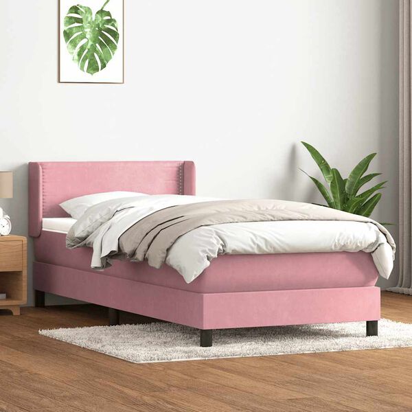 vidaXL &Kappa;&rho;&epsilon;&beta;ά&tau;&iota; Boxspring &mu;&epsilon; &Sigma;&tau;&rho;ώ&mu;&alpha; &Rho;&omicron;&zeta; 90x220 &epsilon;&kappa;. &Beta;&epsilon;&lambda;&omicron;ύ&delta;&iota;&nu;&omicron;