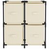 vidaXL Ντουλάπι με 4 Υφασμάτινα Καλάθια Κρεμ 63x30x71 εκ. από Ατσάλι