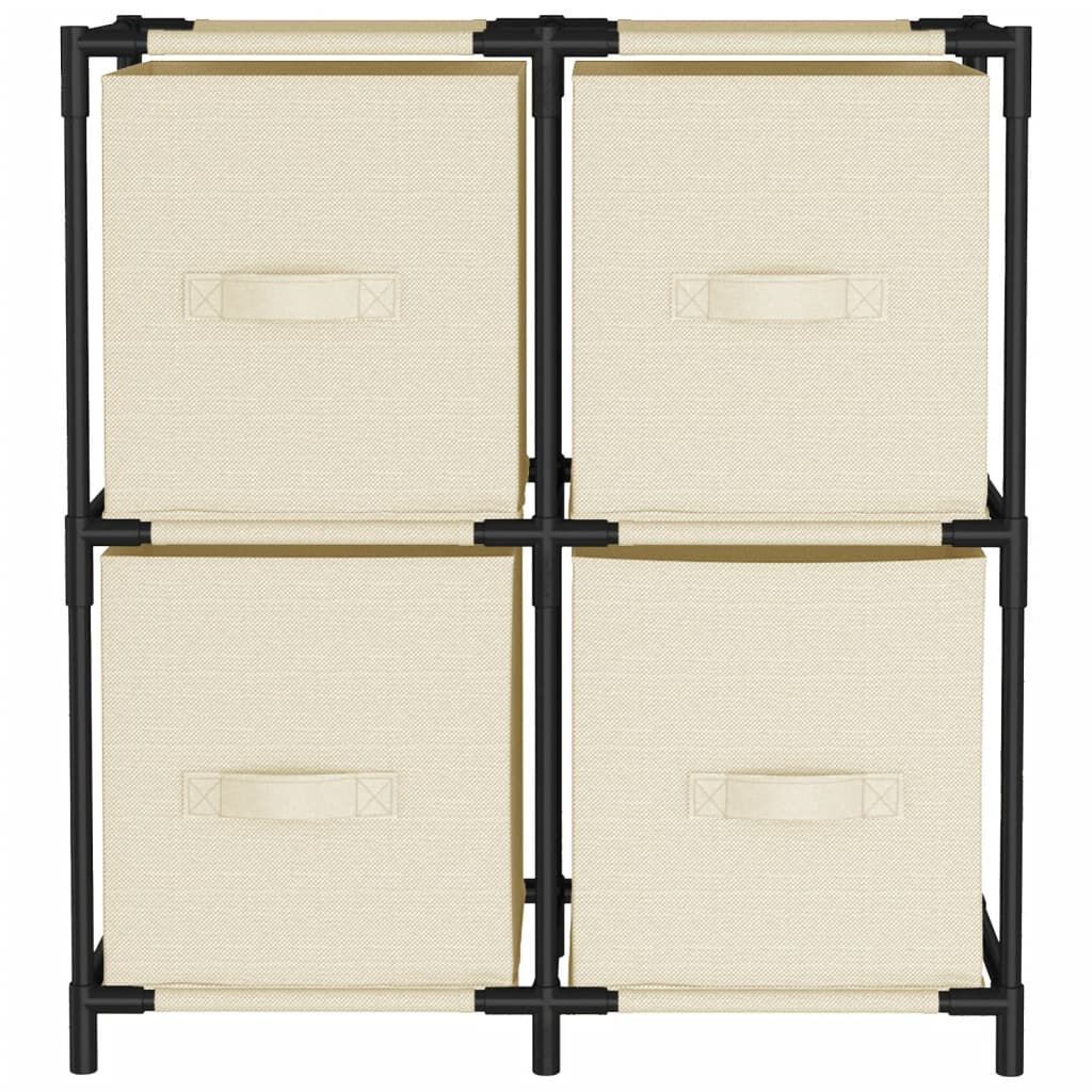 vidaXL Ντουλάπι με 4 Υφασμάτινα Καλάθια Κρεμ 63x30x71 εκ. από Ατσάλι