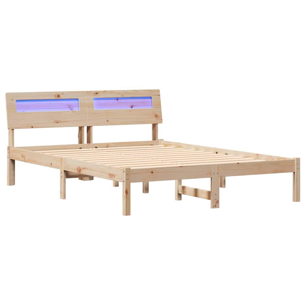 vidaXL Σκελετός Κρεβατιού Καφέ 135 x 190 cm Μασίφ ξύλο πεύκου