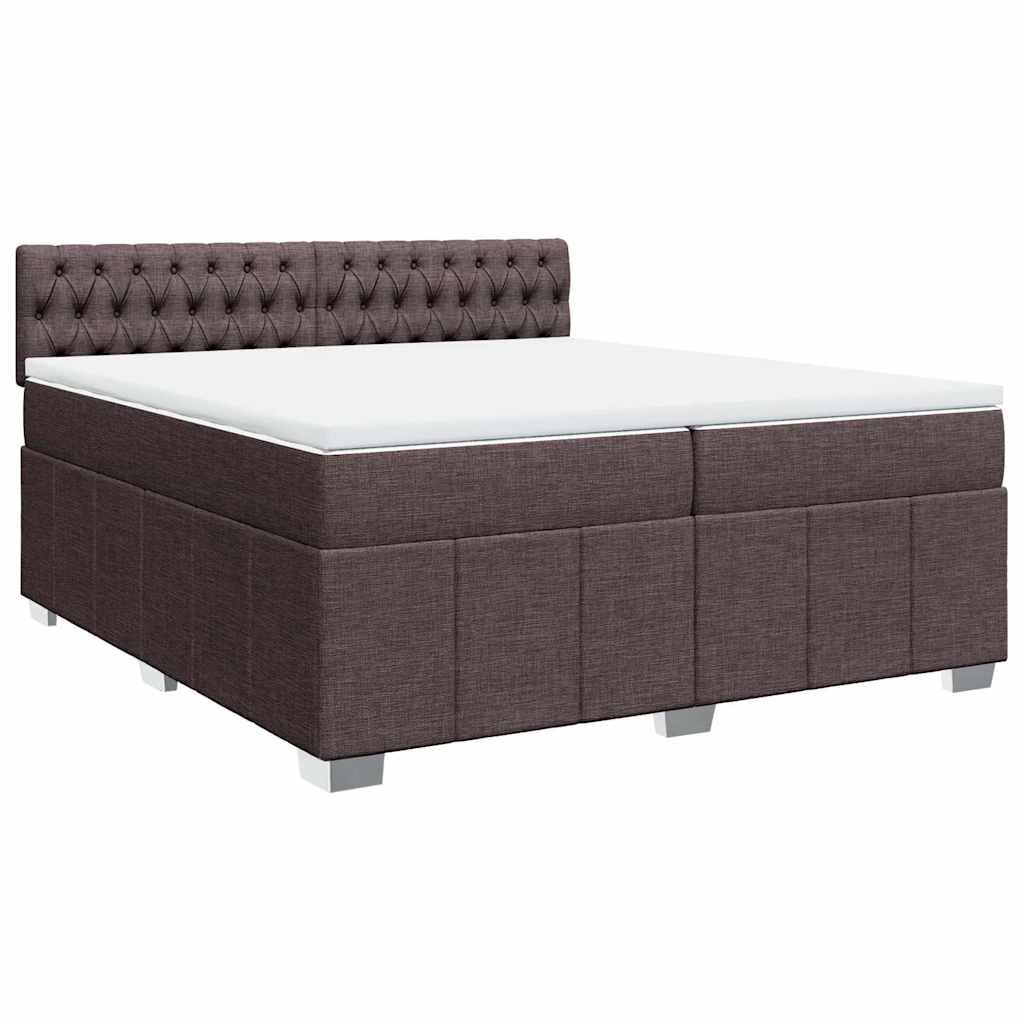 vidaXL Κρεβάτι Boxspring με Στρώμα Σκούρο Καφέ 200x200 εκ. Υφασμάτινο