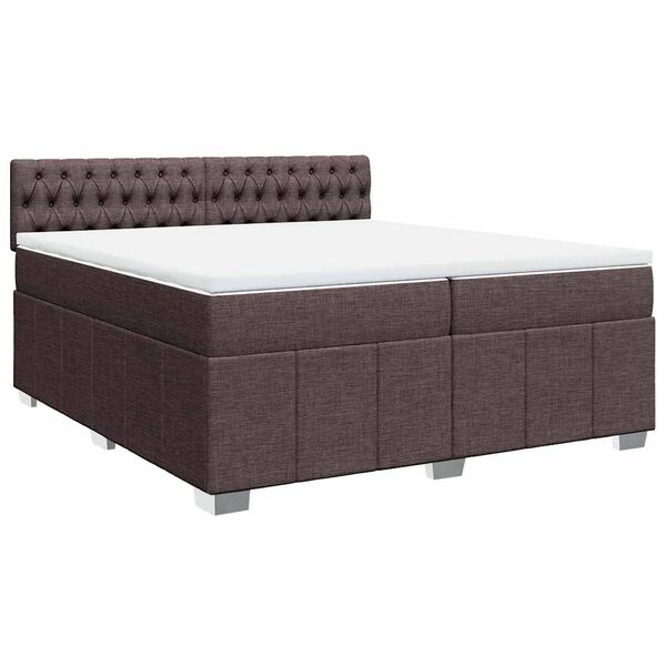 vidaXL Κρεβάτι Boxspring με Στρώμα Σκούρο Καφέ 200x200 εκ. Υφασμάτινο