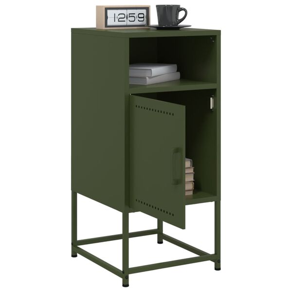 vidaXL Κομοδίνα 2 τεμ. Πράσινο Λαδί 36x39x78 εκ. από Χάλυβα
