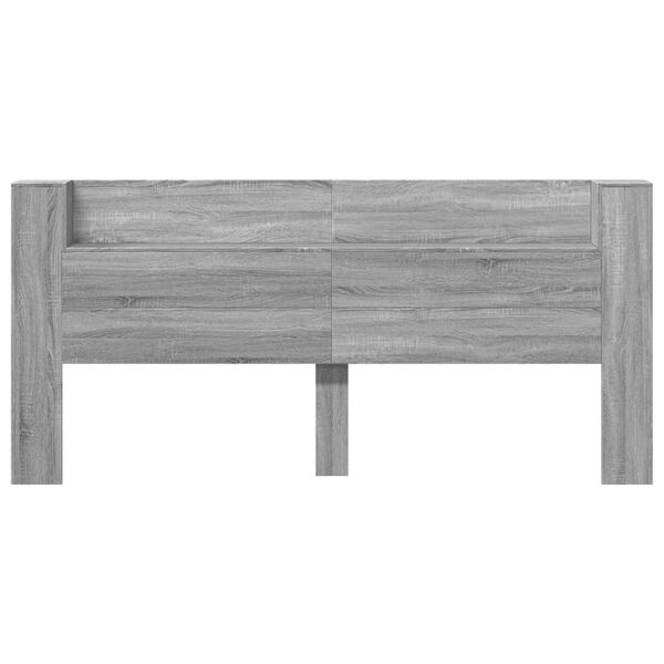 vidaXL Κεφαλάρι με Αποθηκ. Χώρο & LED Γκρι Sonoma 220x16,5x103,5 εκ.