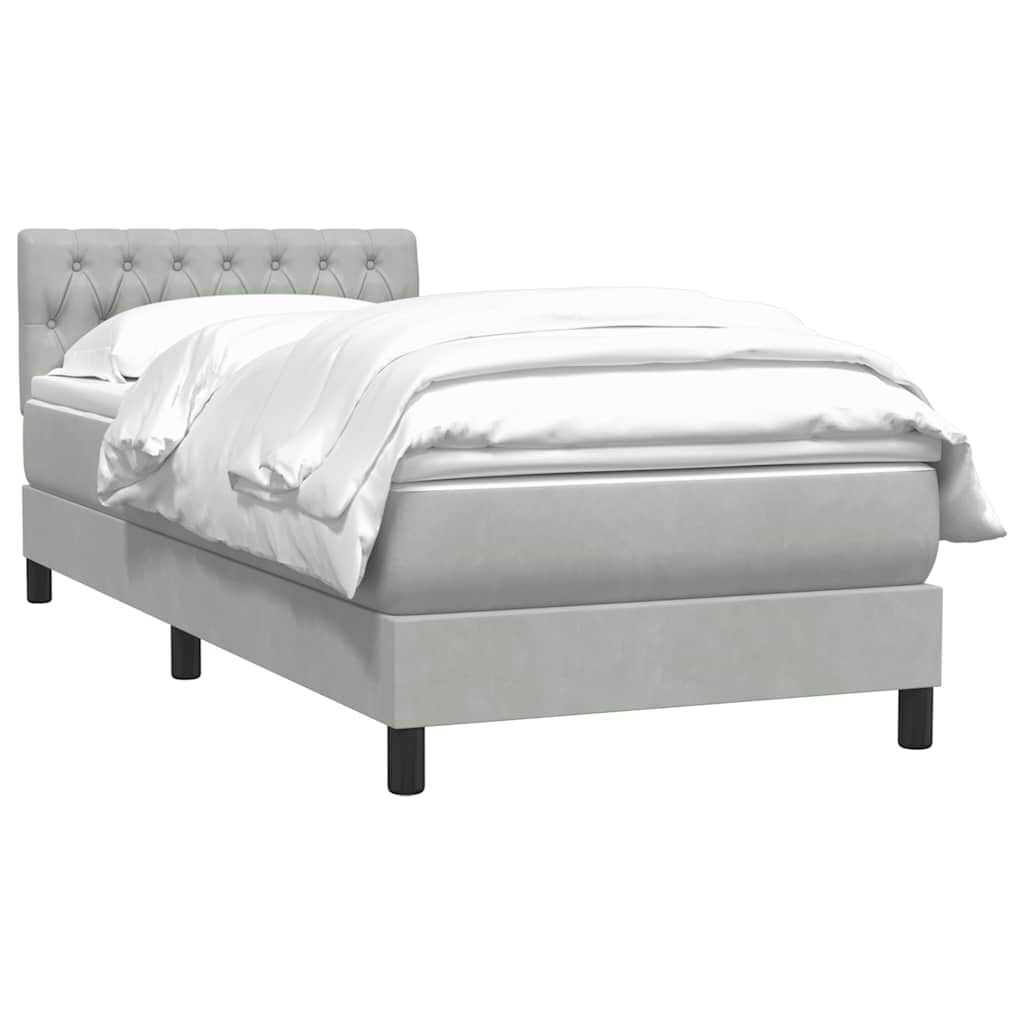 vidaXL Box Spring κρεβάτι με στρώμα ανοιχτό γκρι 80x220 cm Βελούδινο