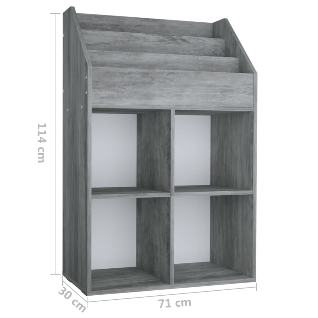 vidaXL Παιδική Ραφιέρα Περιοδικών Γκρι Σκυρ. 71x30x114εκ. Επεξ. Ξύλο