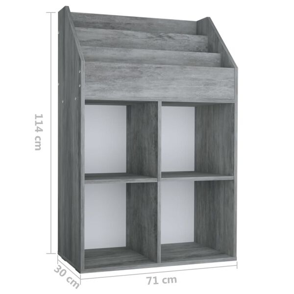vidaXL Παιδική Ραφιέρα Περιοδικών Γκρι Σκυρ. 71x30x114εκ. Επεξ. Ξύλο