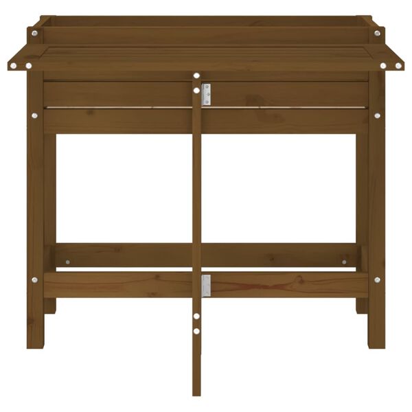 vidaXL Ζαρντινιέρα Κήπου με Πτυσσόμενο Τραπέζι Μελί Μασίφ Ξύλο Πεύκου