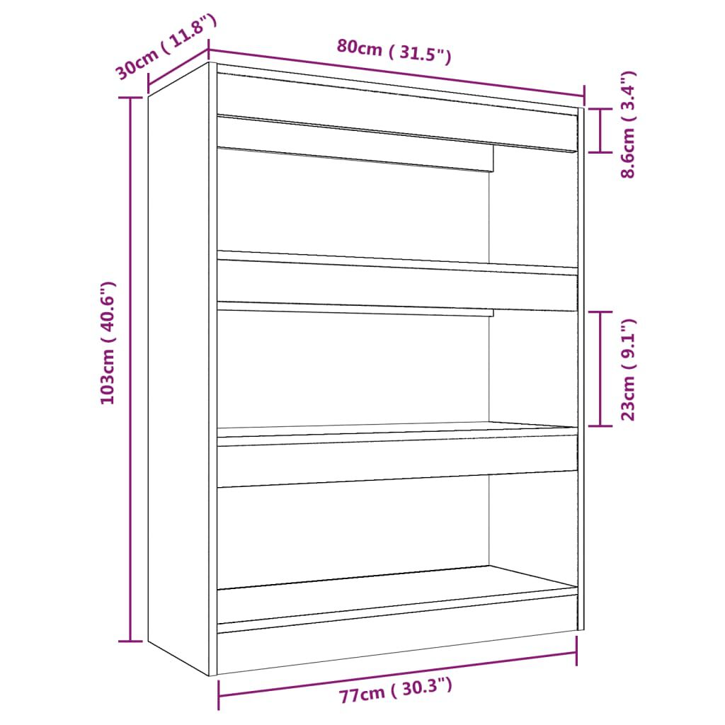 vidaXL Βιβλιοθήκη/Διαχωρ. Χώρου Λευκό 80x30x103 εκ. Επεξεργασμένο Ξύλο