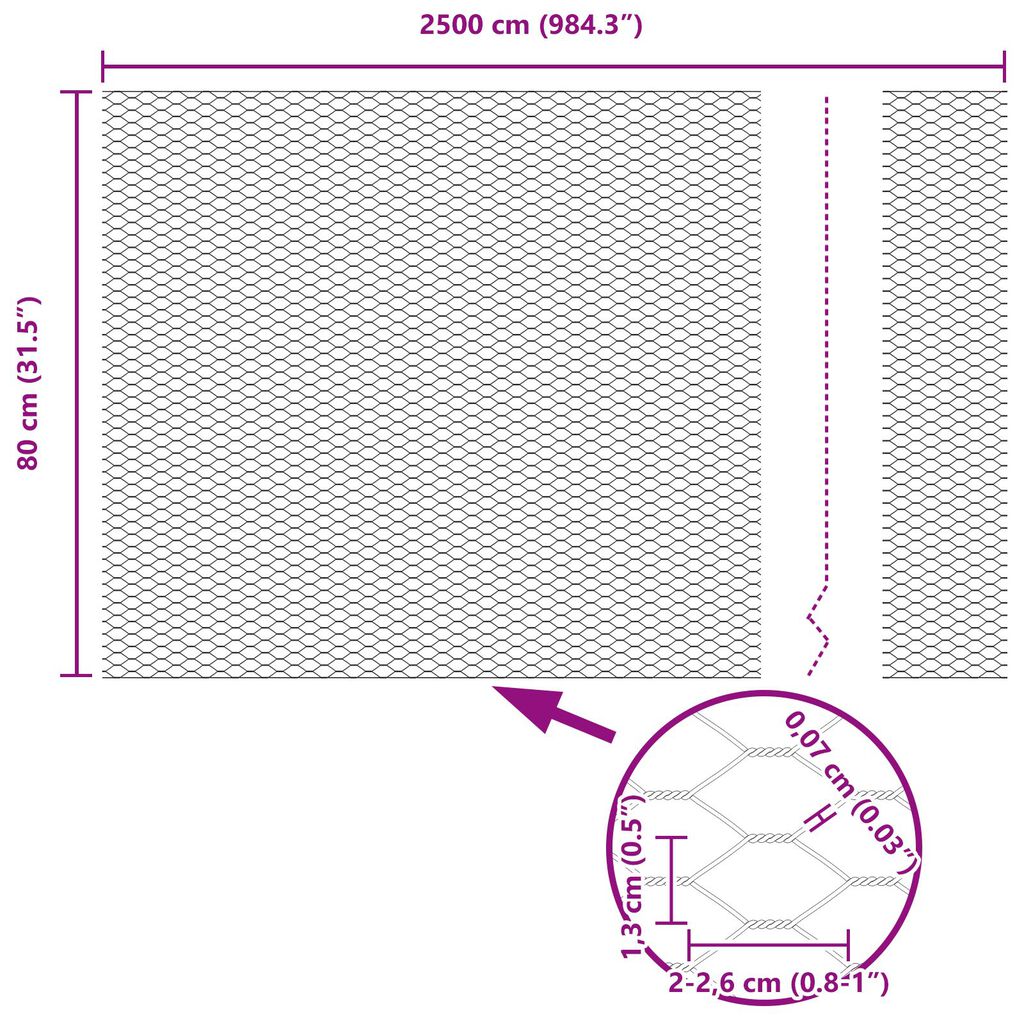 Φράχτης Hexagon vidaXL Πράσινος 0.8x25 μ Ατσάλι