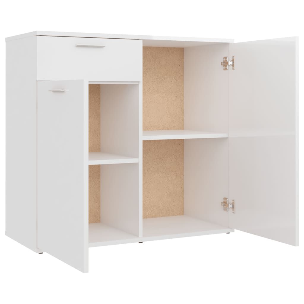 vidaXL Ντουλάπι με Συρτάρι Γυαλιστερό Λευκό 80x36x75 εκ. Επεξ. Ξύλο