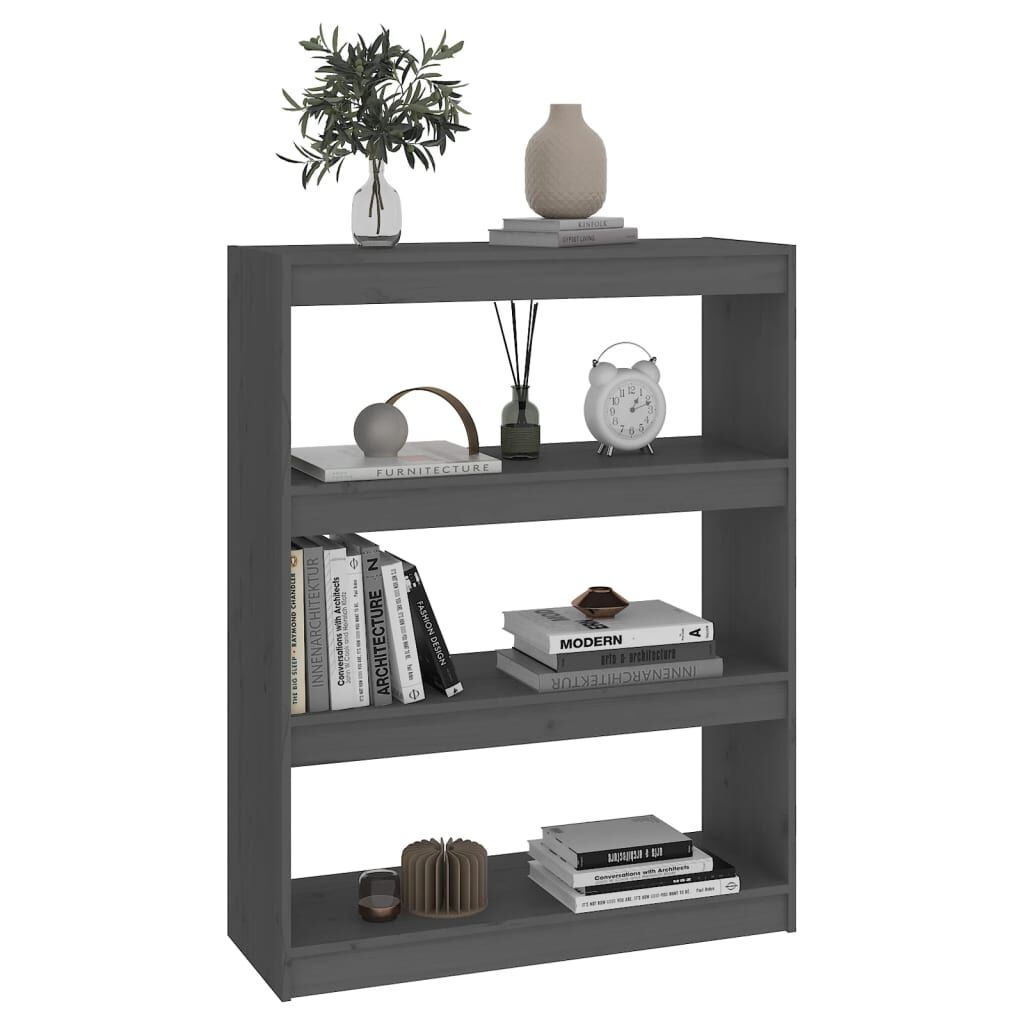 vidaXL Βιβλιοθήκη/Διαχωριστικό Χώρου Γκρι 80x30x103,5 εκ. Μασίφ Πεύκο