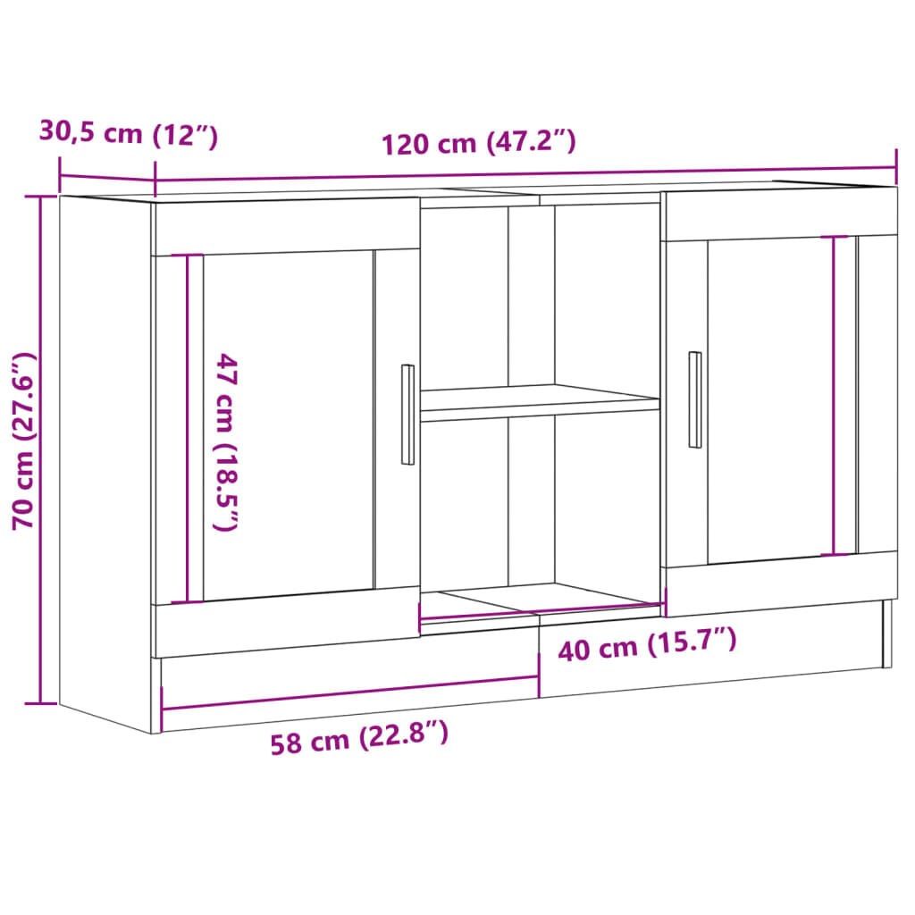 vidaXL Μπουφές Αρτισιανή Δρυς 120x30,5x70εκ. από Επεξεργασμένο Ξύλο