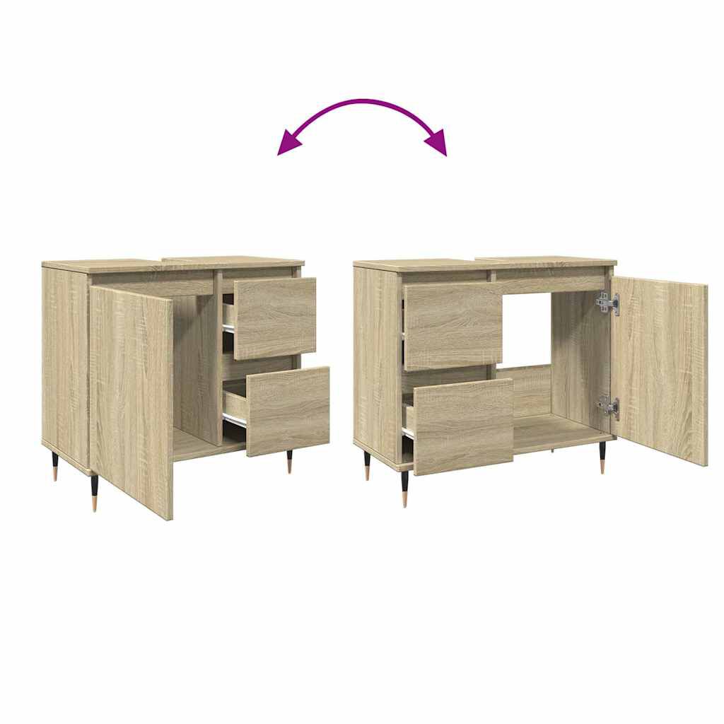 vidaXL Ντουλάπι Νιπτήρα Μπάνιου Sonoma Δρυς 65x33x60 εκ. Επεξ. Ξύλο