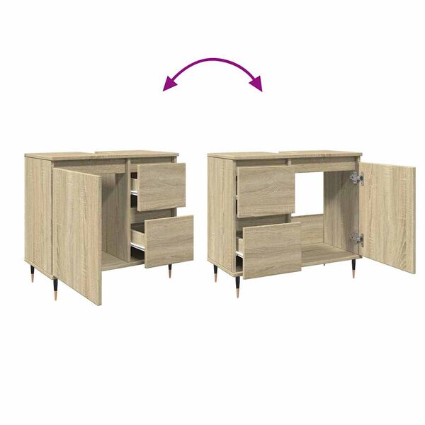 vidaXL Ντουλάπι Νιπτήρα Μπάνιου Sonoma Δρυς 65x33x60 εκ. Επεξ. Ξύλο