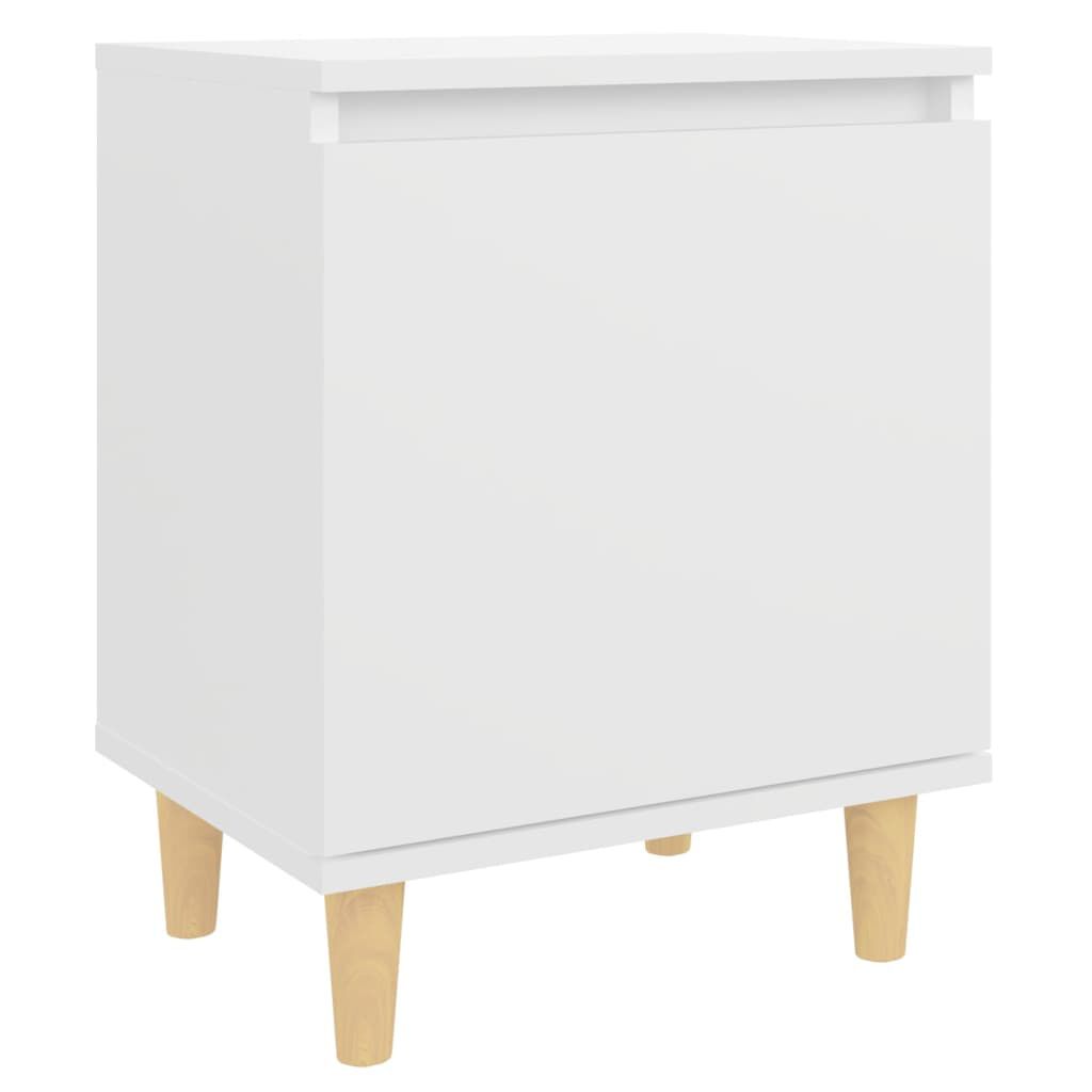 vidaXL Κομοδίνα 2 τεμ. Λευκά 40 x 30 x 50 εκ. Μασίφ με Ξύλινα Πόδια