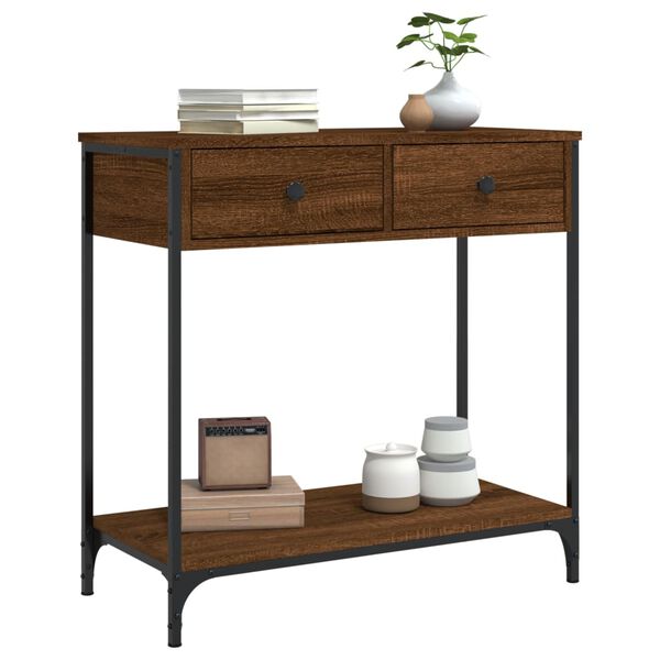 vidaXL Τραπέζι Κονσόλα Καφέ Δρυς 75x34,5x75 εκ. Επεξεργασμένο Ξύλο
