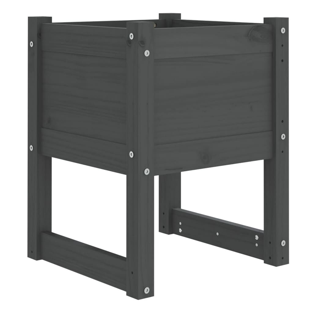 vidaXL Ζαρντινιέρες 2 τεμ. Γκρι 40x40x52,5 εκ. από Μασίφ Ξύλο Πεύκου