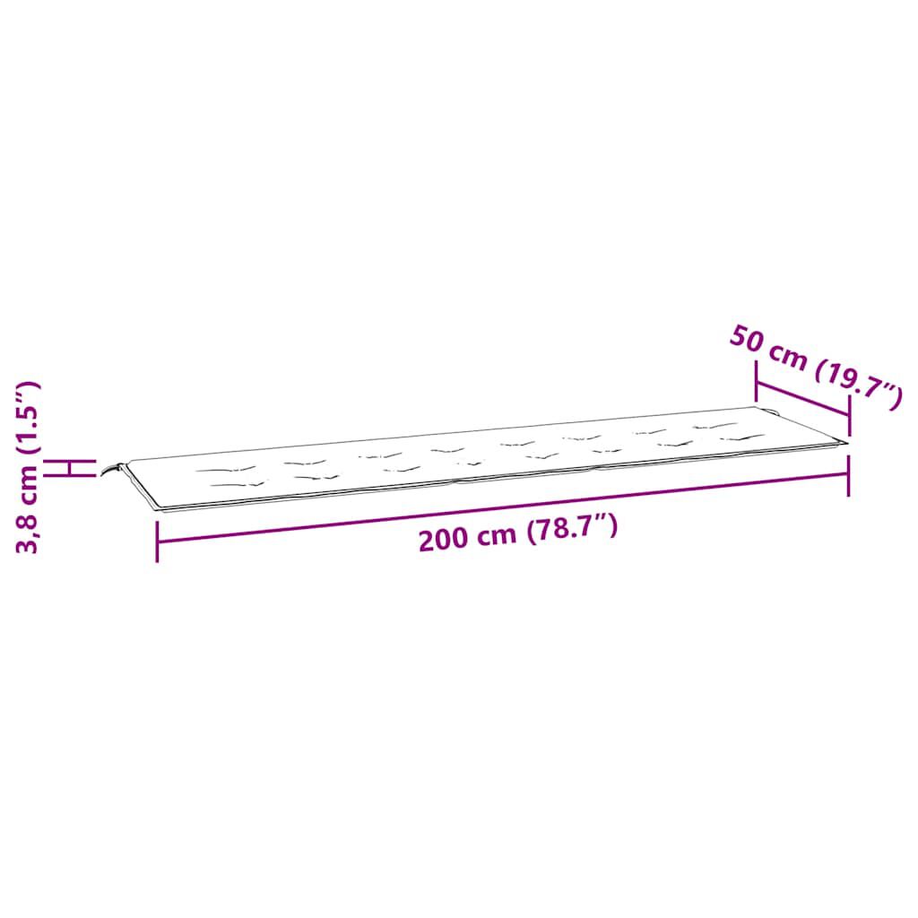 vidaXL Μαξιλάρι Πάγκου Κήπου Αν. Πράσινο 200x50x4 εκ. Ύφασμα Oxford