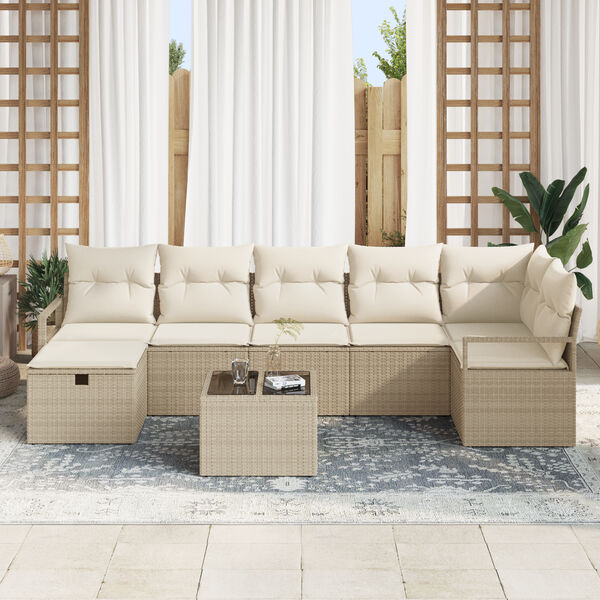 vidaXL Σετ Καναπέ Κήπου 8 pcs μπεζ και κρεμ 287 x 122 x 85 εκ