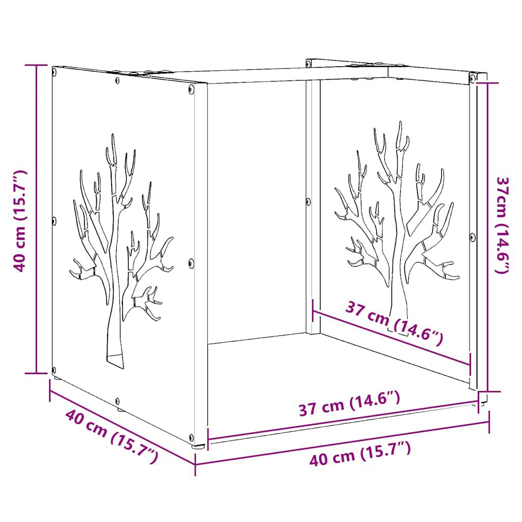 Ράφι για καυσόξυλα vidaXL 40x40x40 cm Ατσάλι σκληρυθέν στον αέρα