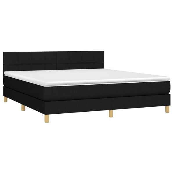vidaXL &Kappa;&rho;&epsilon;&beta;ά&tau;&iota; Boxspring &mu;&epsilon; &Sigma;&tau;&rho;ώ&mu;&alpha; & LED &Mu;&alpha;ύ&rho;&omicron; 160x200 &epsilon;&kappa;. &Upsilon;&phi;&alpha;&sigma;&mu;ά&tau;&iota;&nu;&omicron;