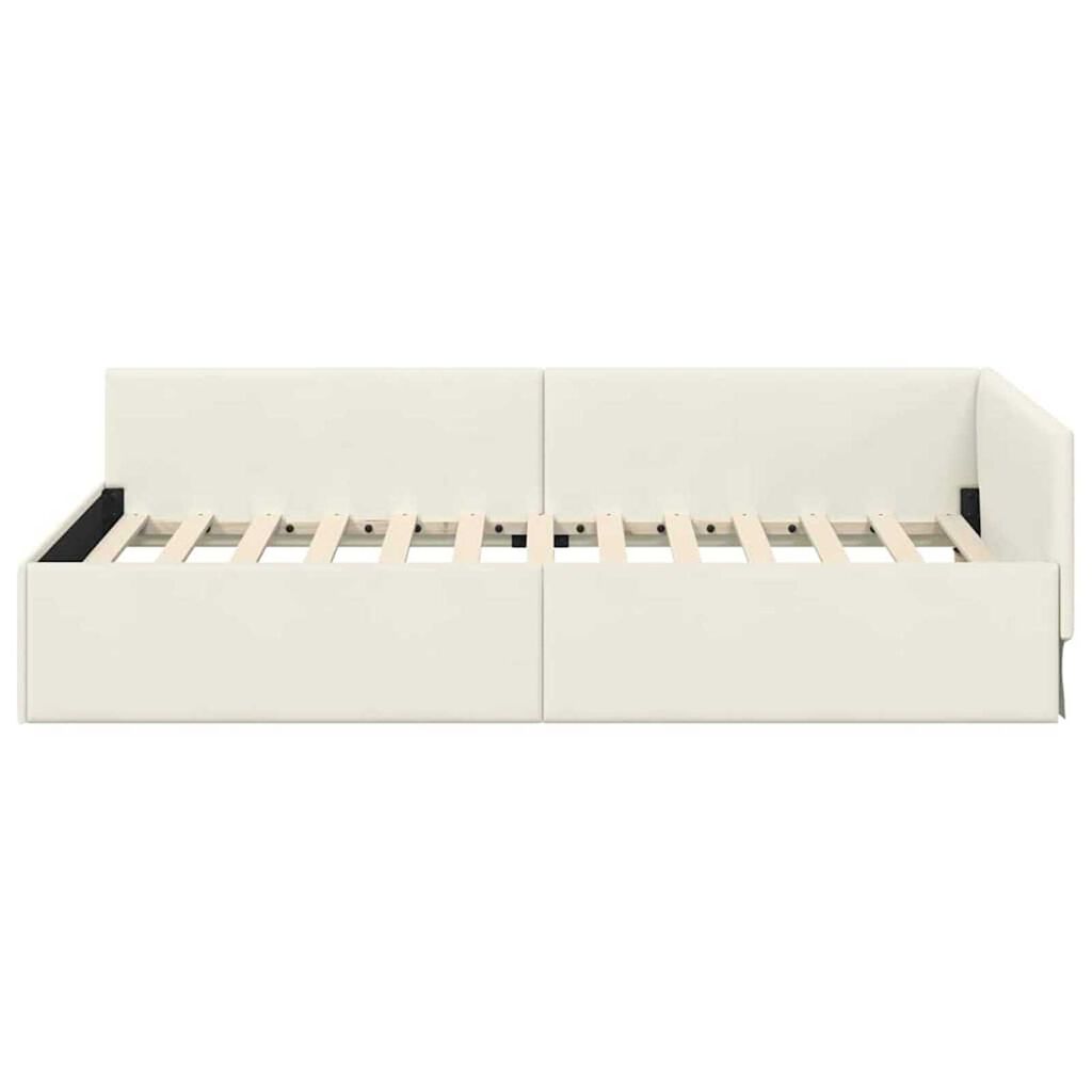 vidaXL Κρεβάτι Γωνίας Κρεμ 80 x 200 cm Βελούδο και Εργοστασιακό ξύλο