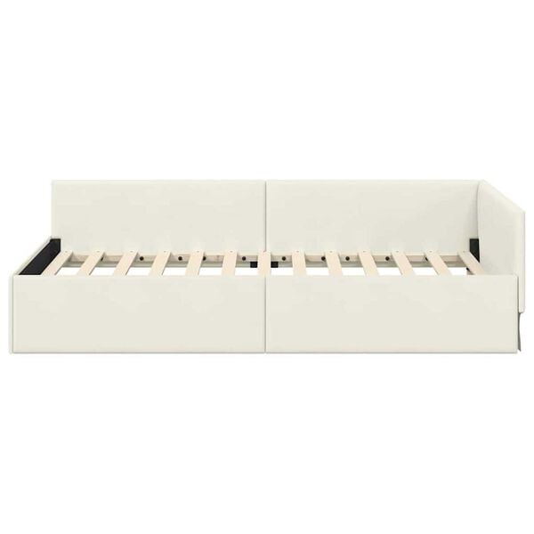 vidaXL Κρεβάτι Γωνίας Κρεμ 80 x 200 cm Βελούδο και Εργοστασιακό ξύλο