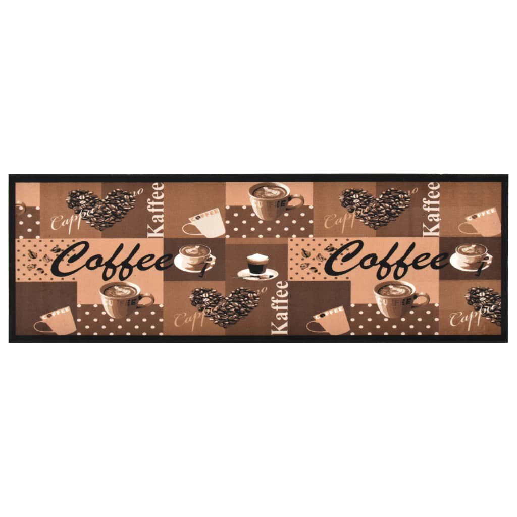 vidaXL Πατάκι Κουζίνας Σχέδιο Coffee Καφέ Πλενόμενο 60 x 300 εκ.
