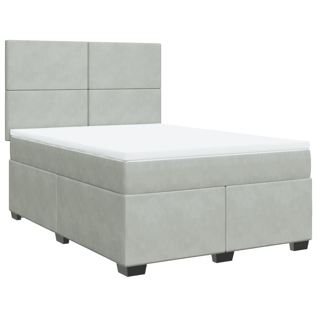 vidaXL Κρεβάτι Boxspring με Στρώμα Ανοιχτό Γκρι 140x190 εκ. Βελούδινο
