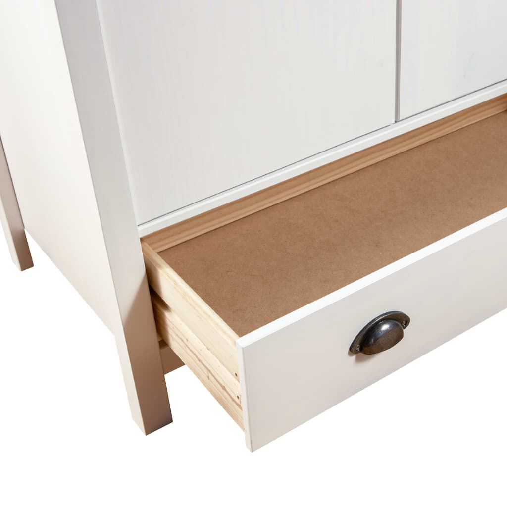 vidaXL Ντουλάπα Hill Τρίφυλλη Λευκή 127x50x170 εκ. Μασίφ Ξύλο Πεύκου