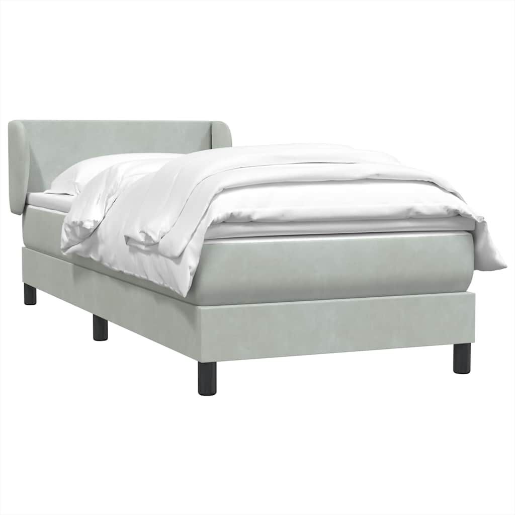 vidaXL Box Spring κρεβάτι με στρώμα ανοιχτό γκρι 90x220 εκ. Βελούδινο