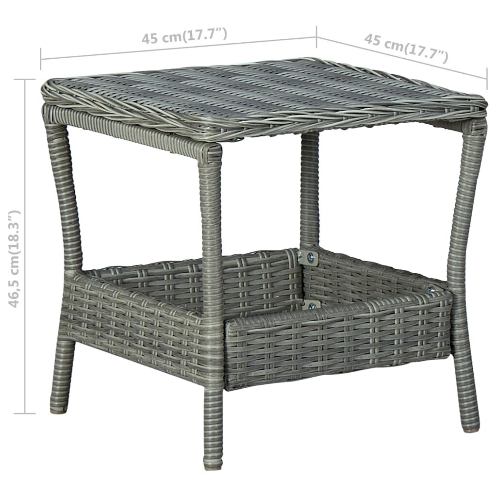 vidaXL Τραπεζάκι Κήπου Ανοιχτό Γκρι 45 x 45 x 46,5 εκ. Συνθετικό Ρατάν