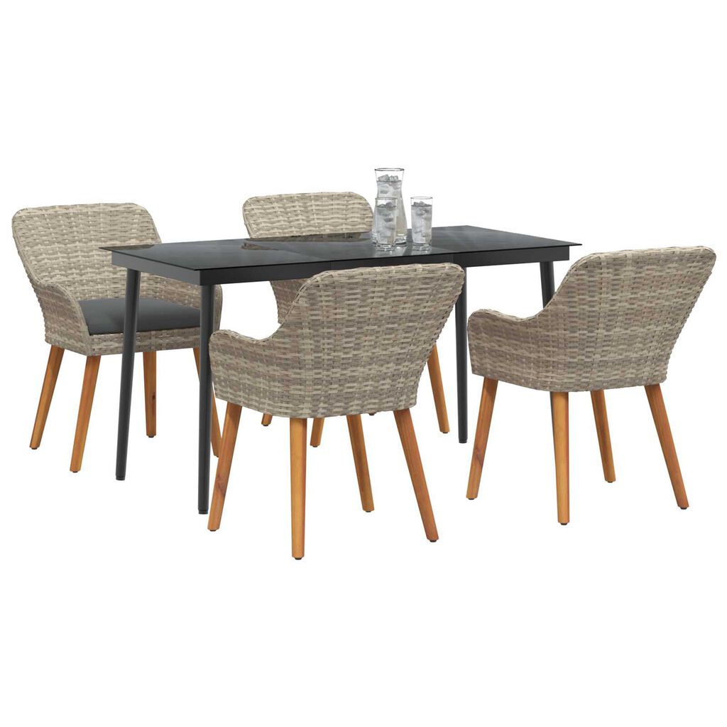 vidaXL Σετ τραπεζαρίας 5 pcs Ανοιχτό γκρι Πολυ ράταν