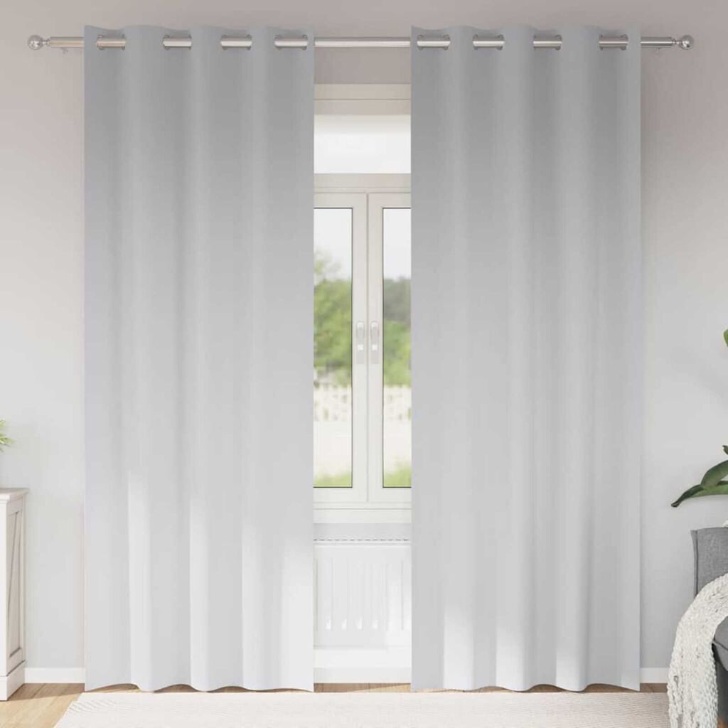 vidaXL Κουρτίνες με κουρτίνες 2 pcs Ανοιχτό Γκρι Πολυεστέρας