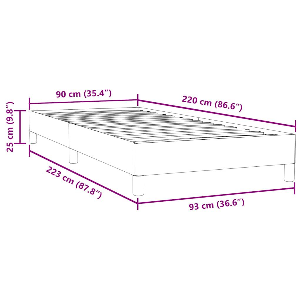 vidaXL Κρεβάτι Boxspring χωρίς Στρώμα Σκούρο Μπλε 90x220 εκ. Βελούδινο
