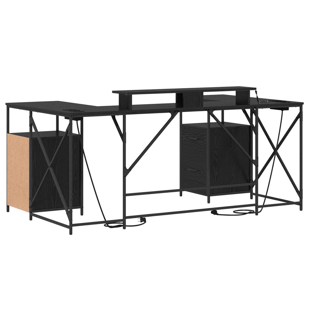 vidaXL Γραφείο Μαύρη Δρυς 182 x 101 x 87.5 εκ. Επεξεργασμένο ξύλο