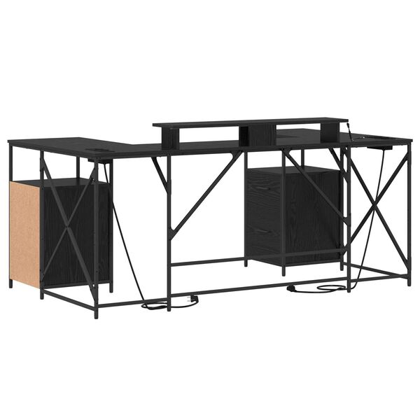 vidaXL Γραφείο Μαύρη Δρυς 182 x 101 x 87.5 εκ. Επεξεργασμένο ξύλο