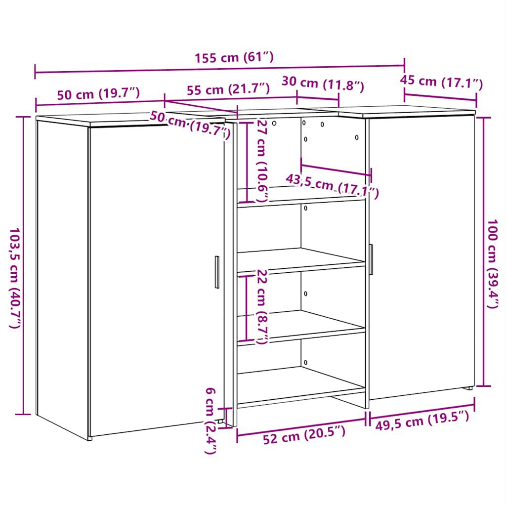vidaXL Γραφείο υποδοχής Sonoma Δρυς 155x50x103,5εκ. Επεξεργασμένο Ξύλο